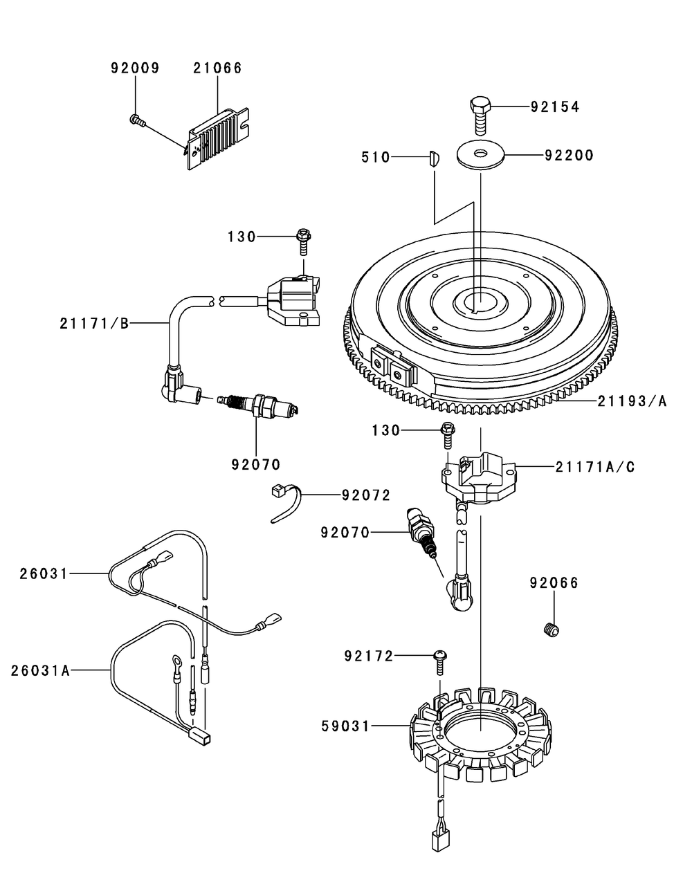 Kawasaki Fx1000-S09 Electric Equipment Diagram and Parts List for M72-KW (53BI8CT8050-37HP)(2011 & After) Cub Cadet Lawn Tractor